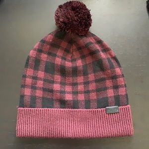 ⭐️2/$80⭐️ - Coach Plaid Pom Hat - maroon/black NWT